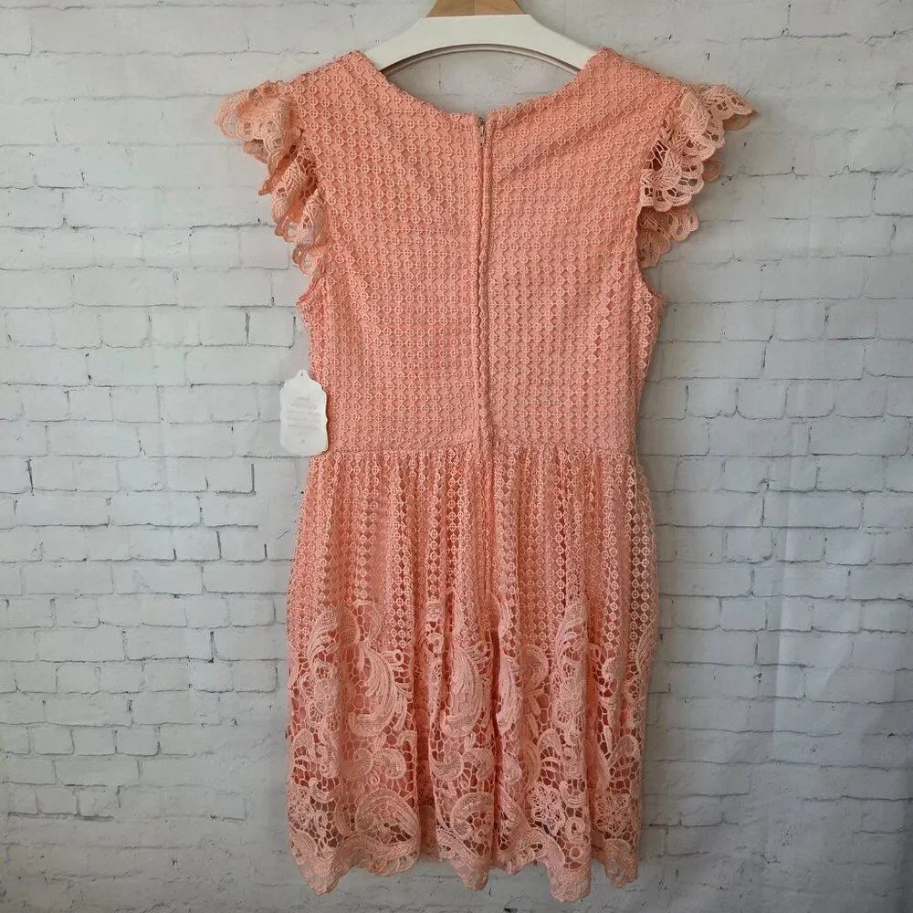 Altar'd State Coral Peach Lace Crochet Dress Size S NEW Party Princess Peach